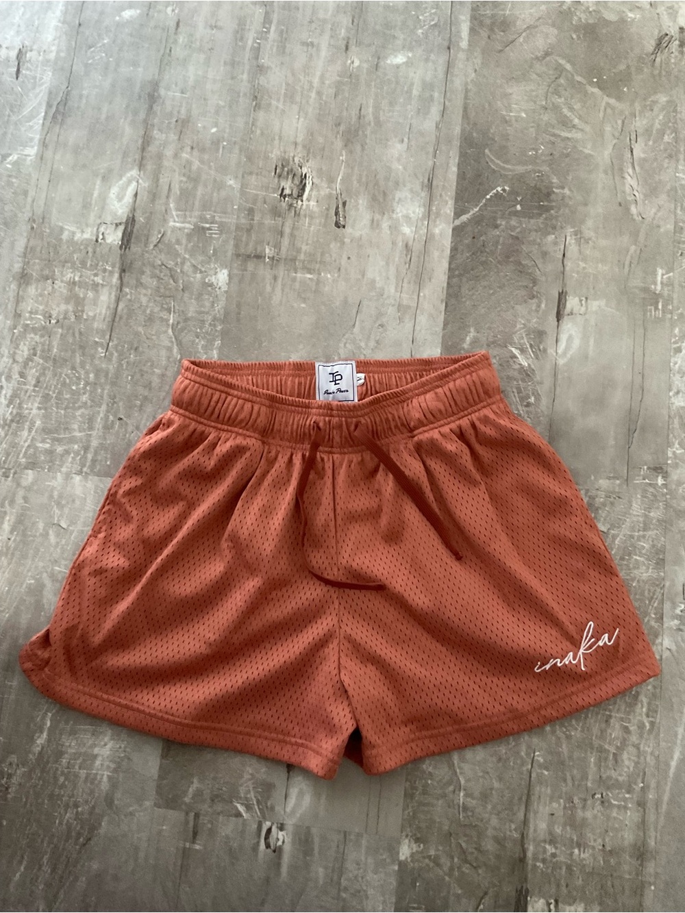 Inaka Power Rust Orange Women's Athletic Mesh Shorts Medium